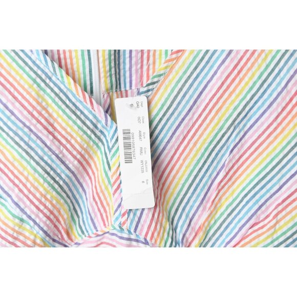 J.CREW V-Neck Rainbow Striped Seersucker Peplum Top Blouse Size 6 NEW - Picture 3 of 13